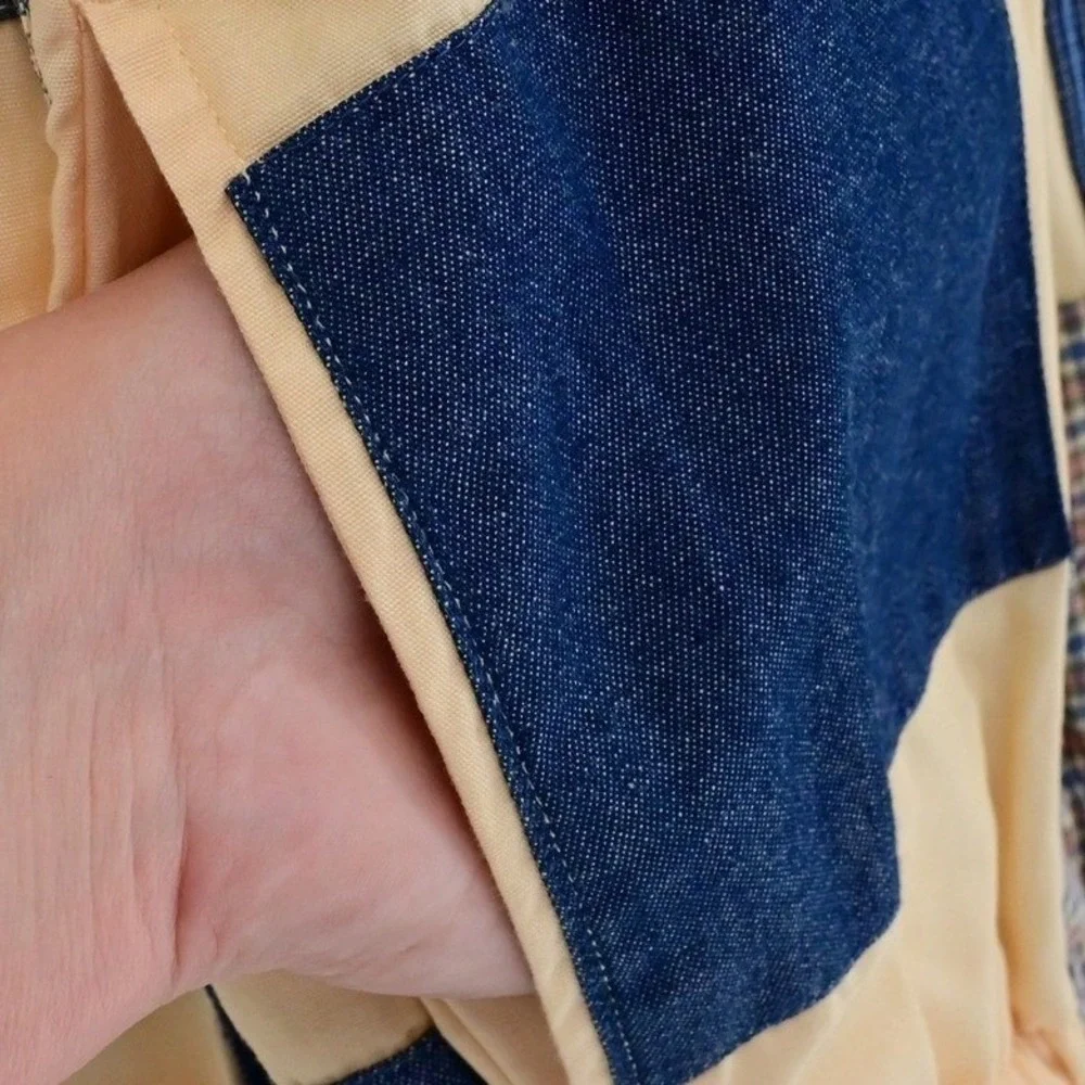 Vintage‎ Granny Grandpa Koret City Blues Patchwork Zip Up Jacket Patchwork